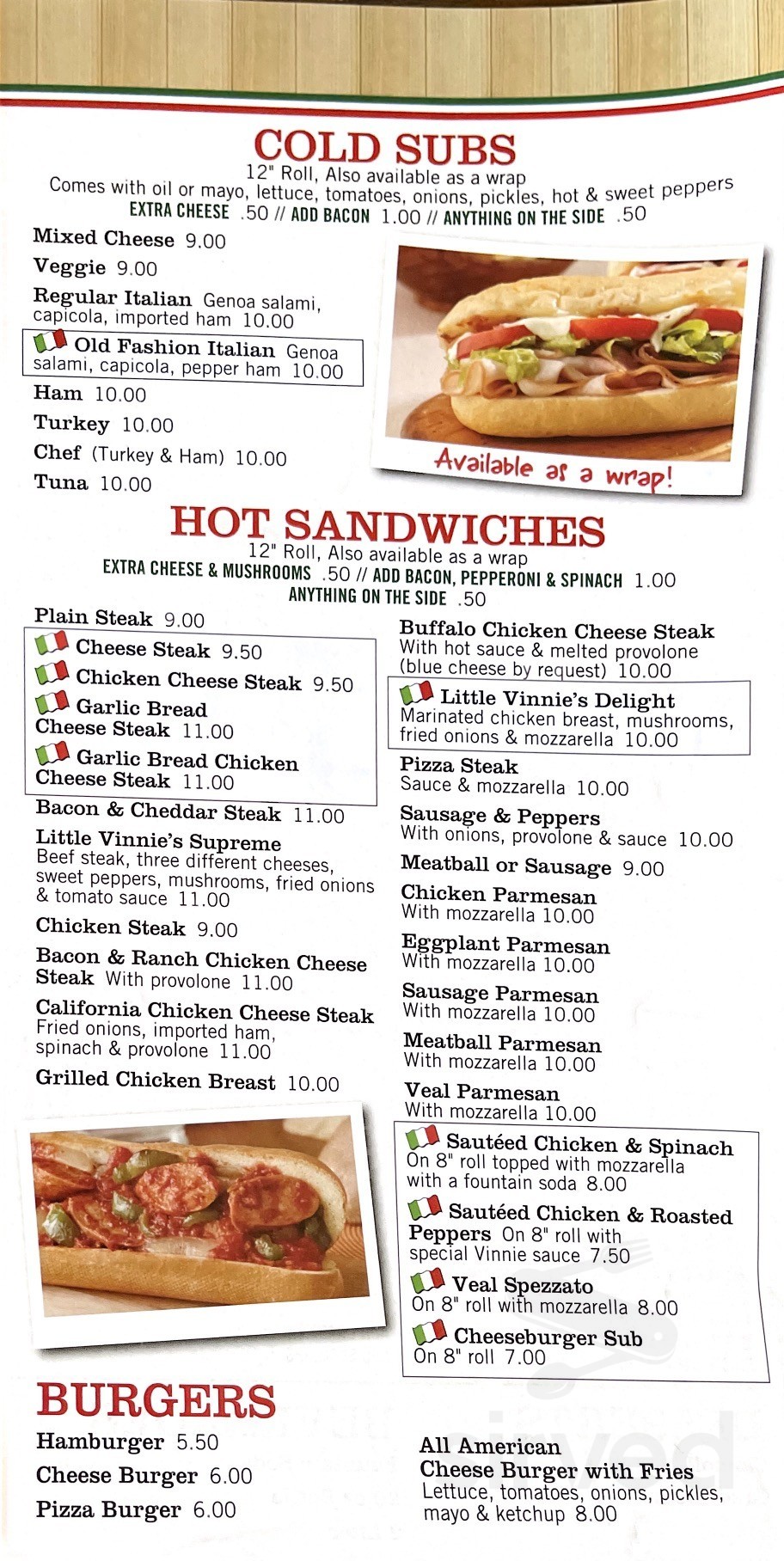 Little Vinnie's Pizza & Pasta menu in Wilmington, Delaware, USA