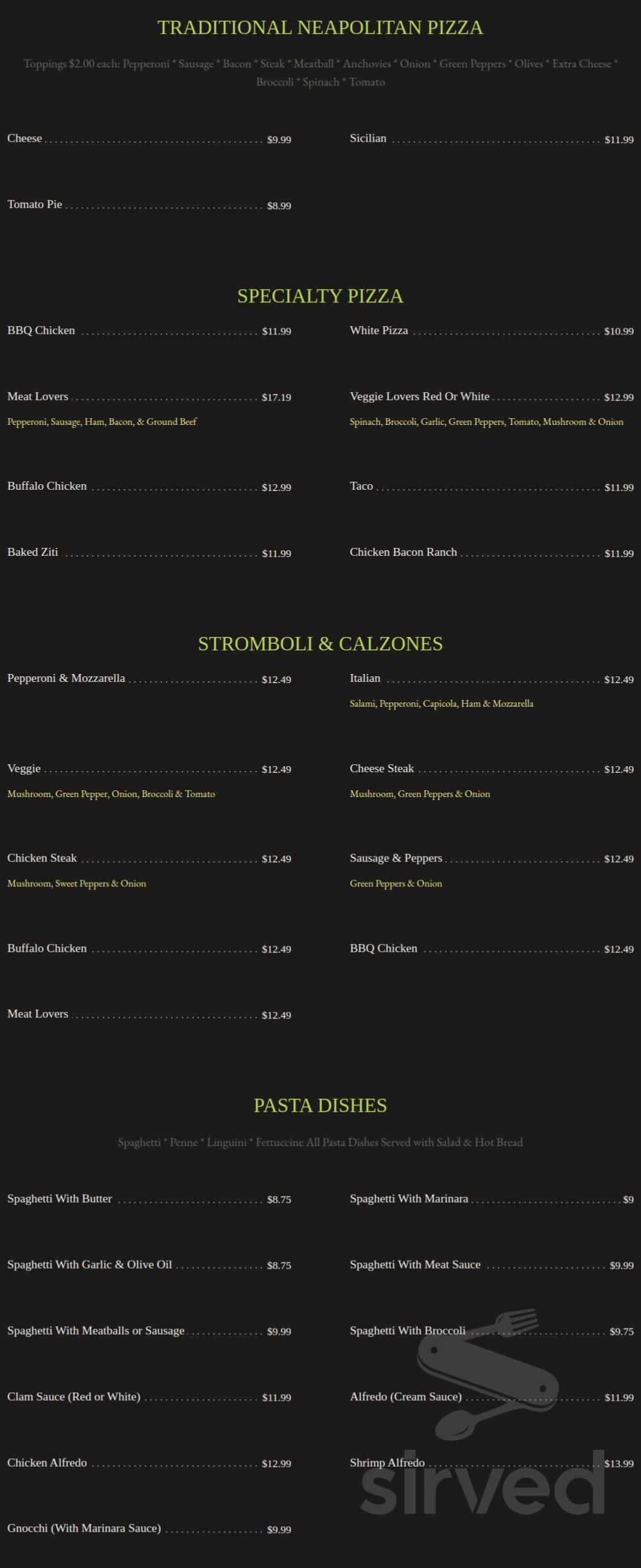 Nonna Lisa's kitchen menu in Lester, Pennsylvania, USA