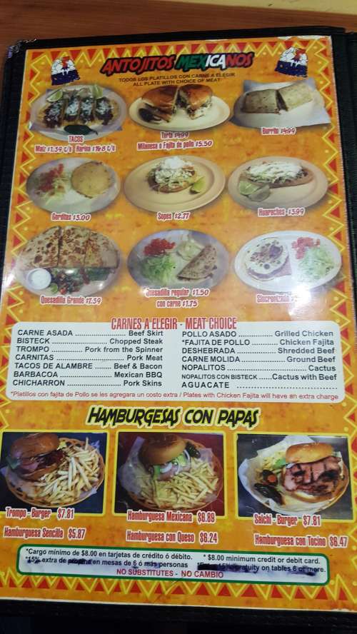 La Fonda Taqueria menu in Pasadena, Texas, USA