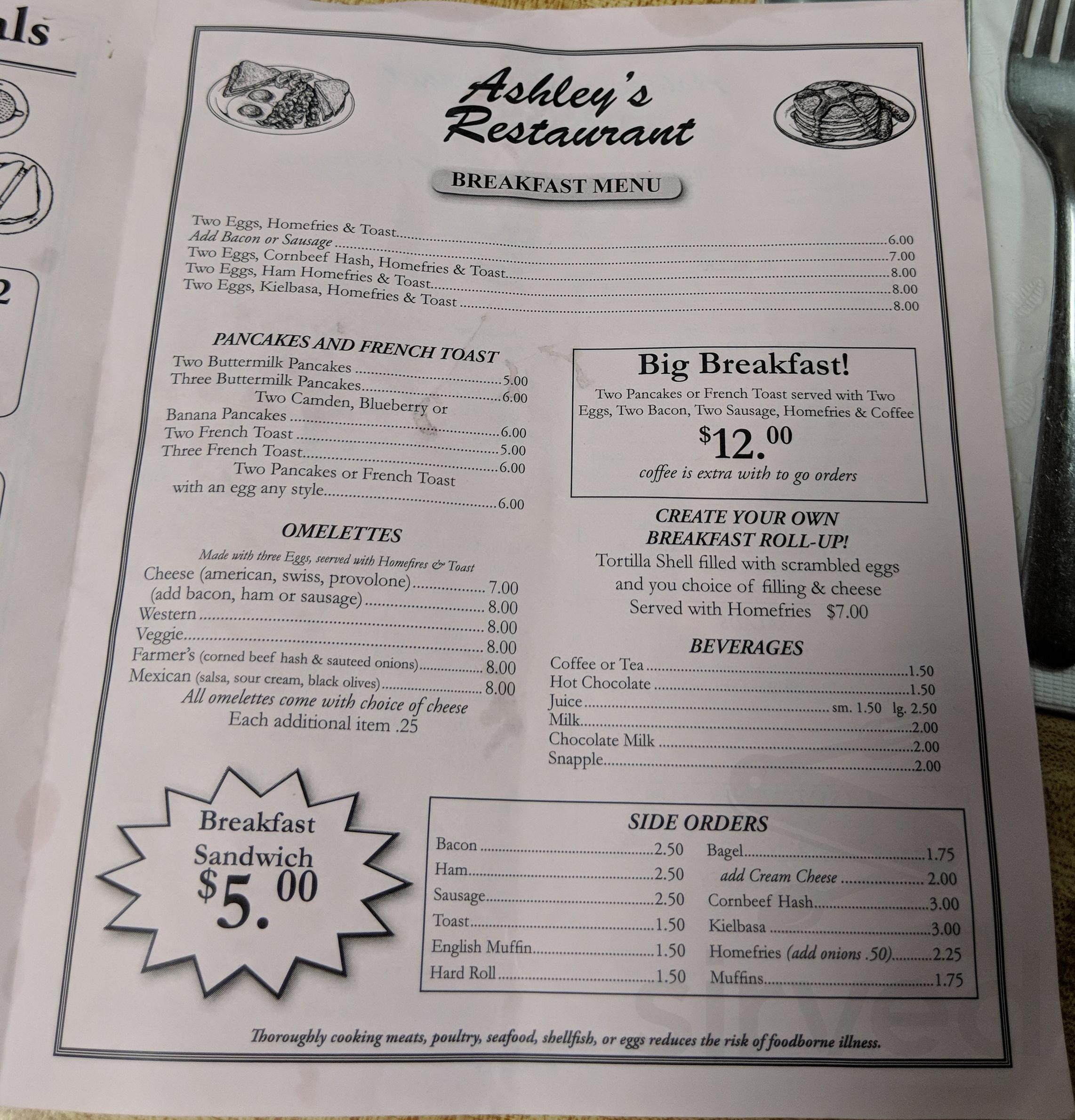 Ashley s Restaurant Menu In Hartford Connecticut USA