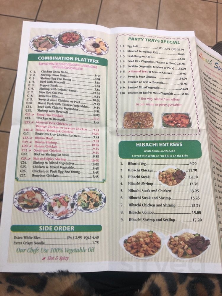 Panda House menu in Knoxville, Tennessee, USA