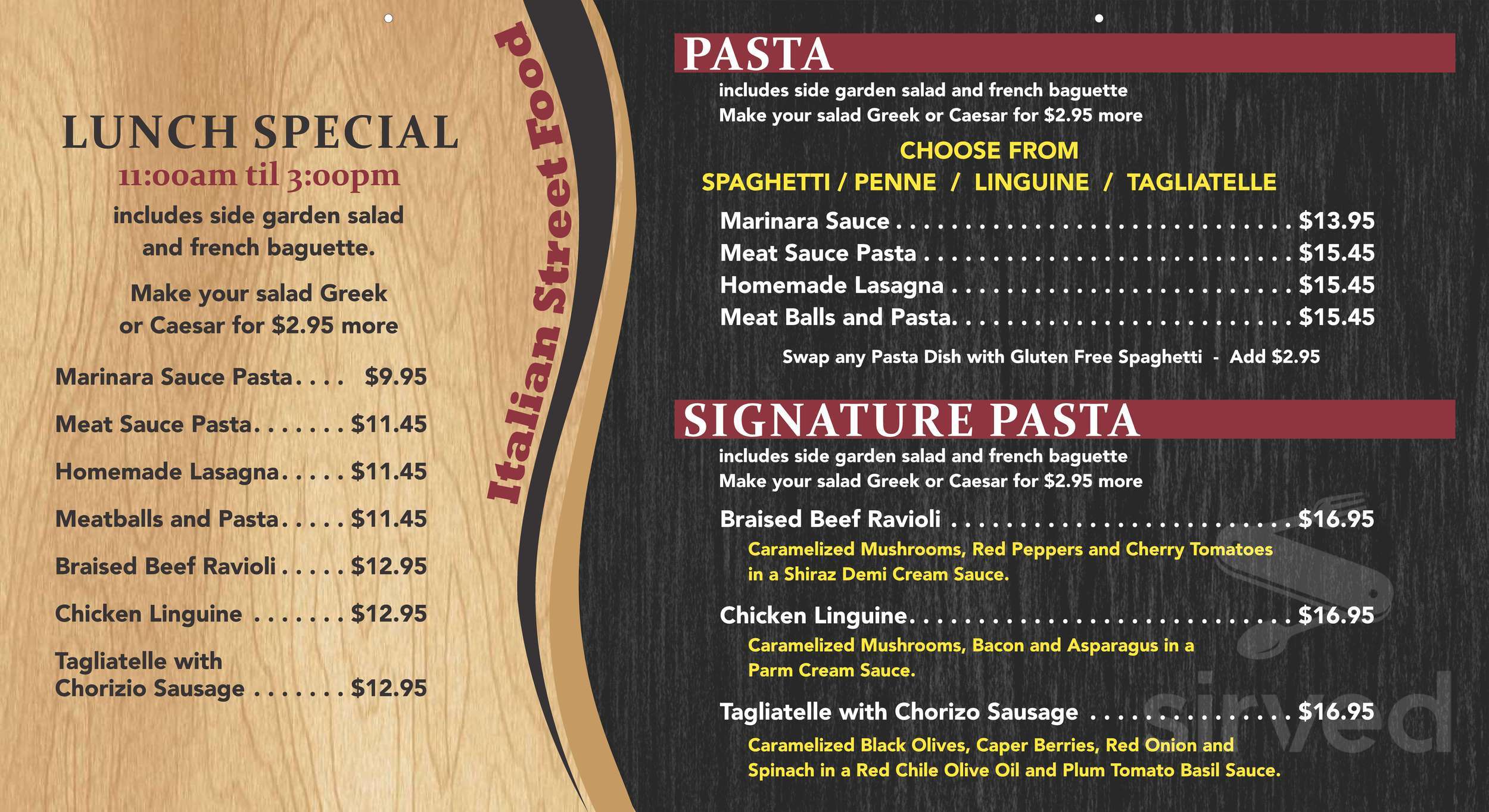 Shokas Pizza Co. lunch menu in Sarnia, Ontario
