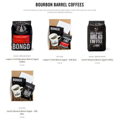 Bongo Java menu in Nashville, Tennessee, USA