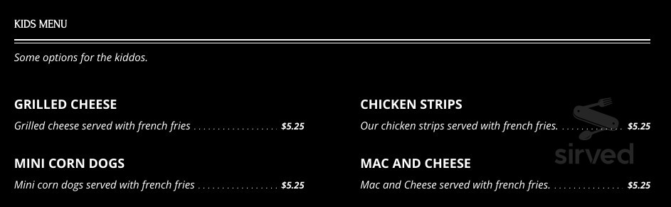 Menu - Wabasha MN's Pioneer Club | Sirved