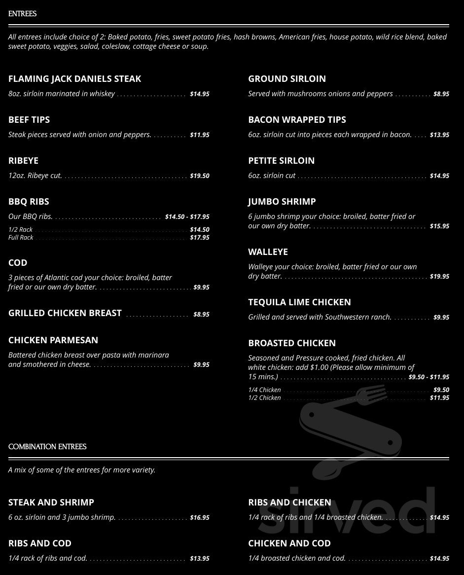 Menu - Wabasha MN's Pioneer Club | Sirved