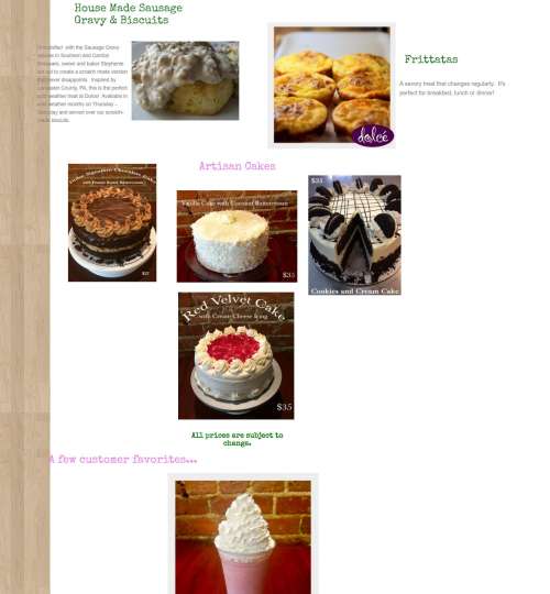 Dolce Bakery and Coffee Shop menu in Milford, Delaware, USA