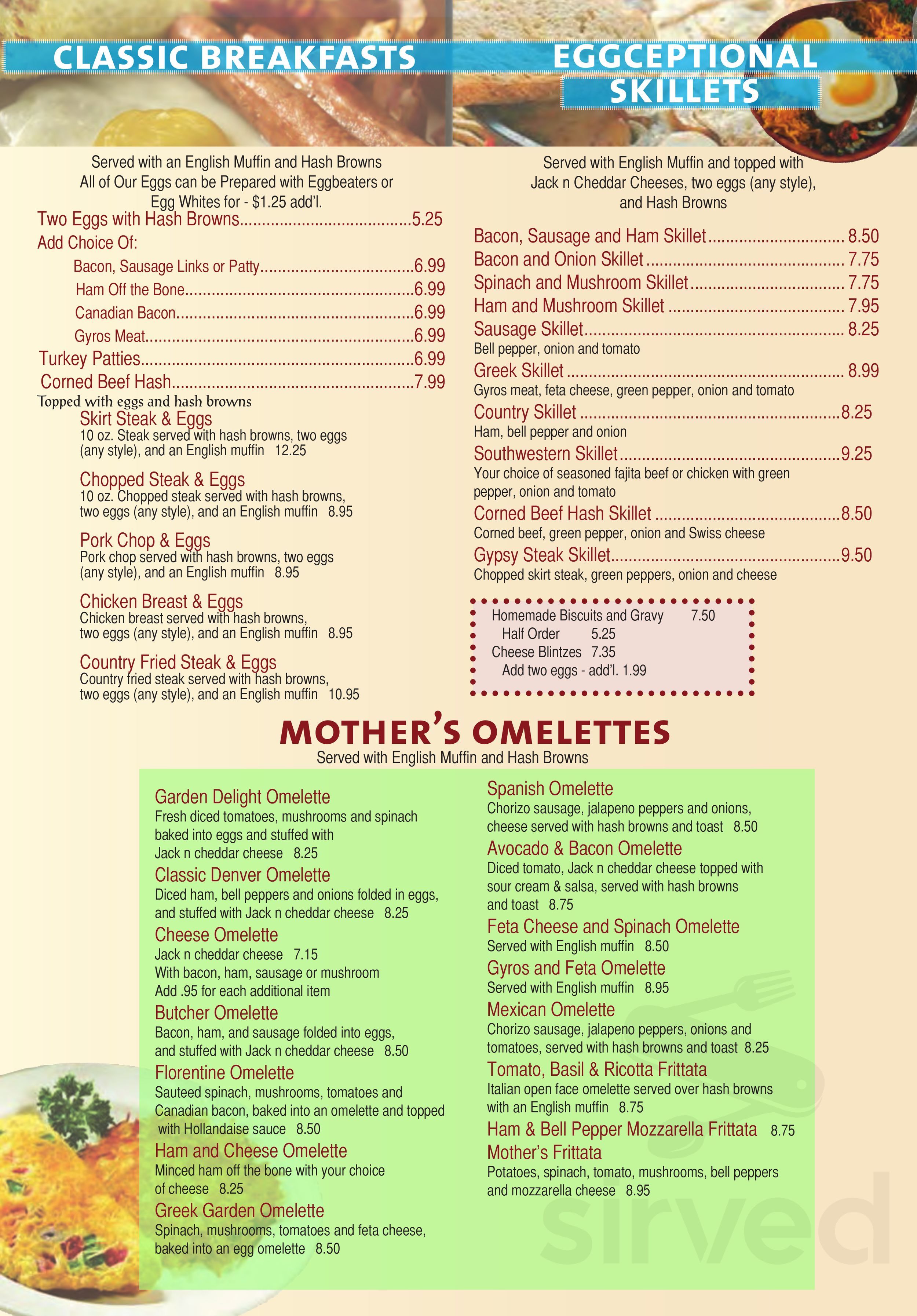 Mother's Pancake House & Restaurant AURORA menu in Aurora, Illinois, USA