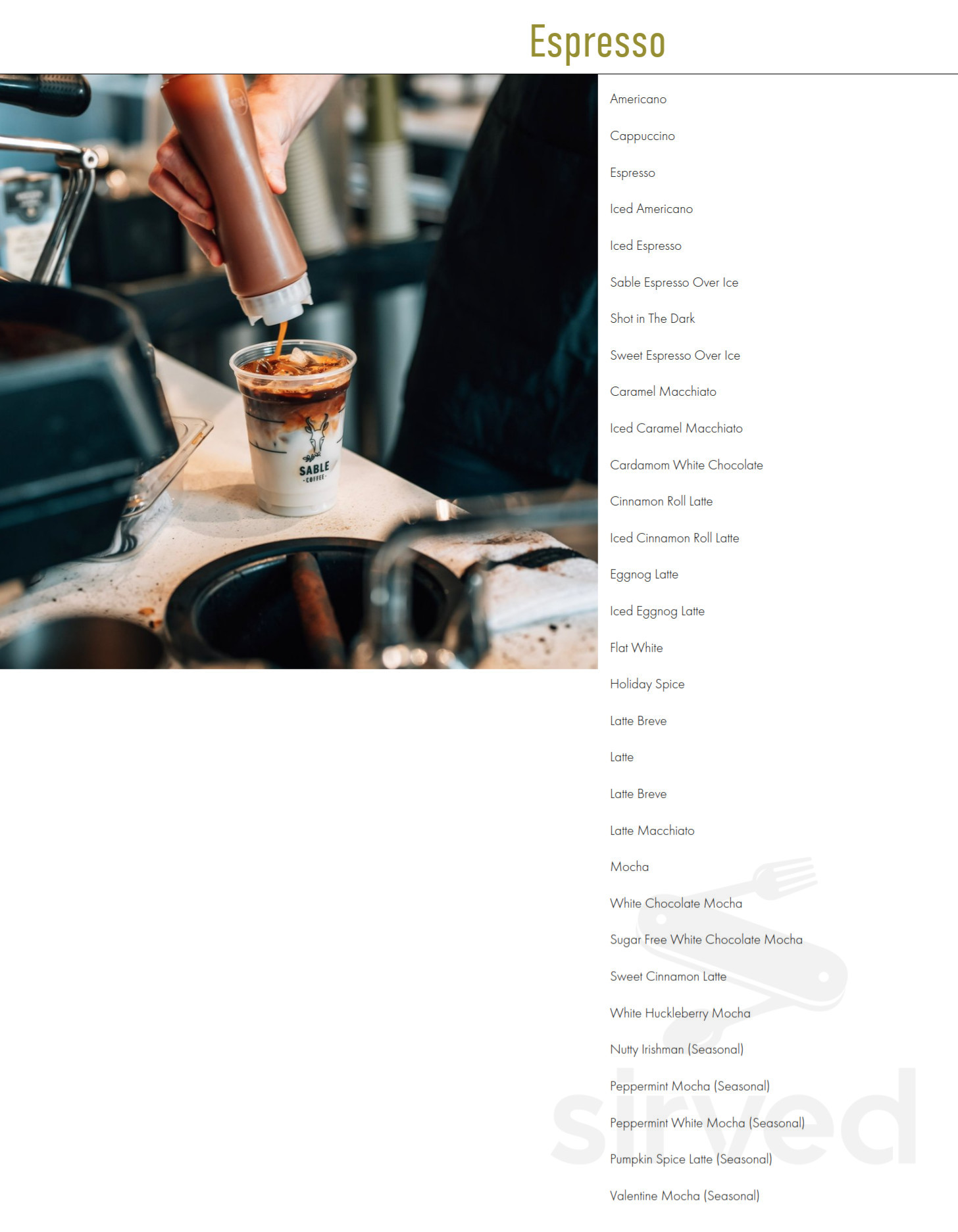 Sable Menu Sable Coffee menus in Kalispell, Montana, United States
