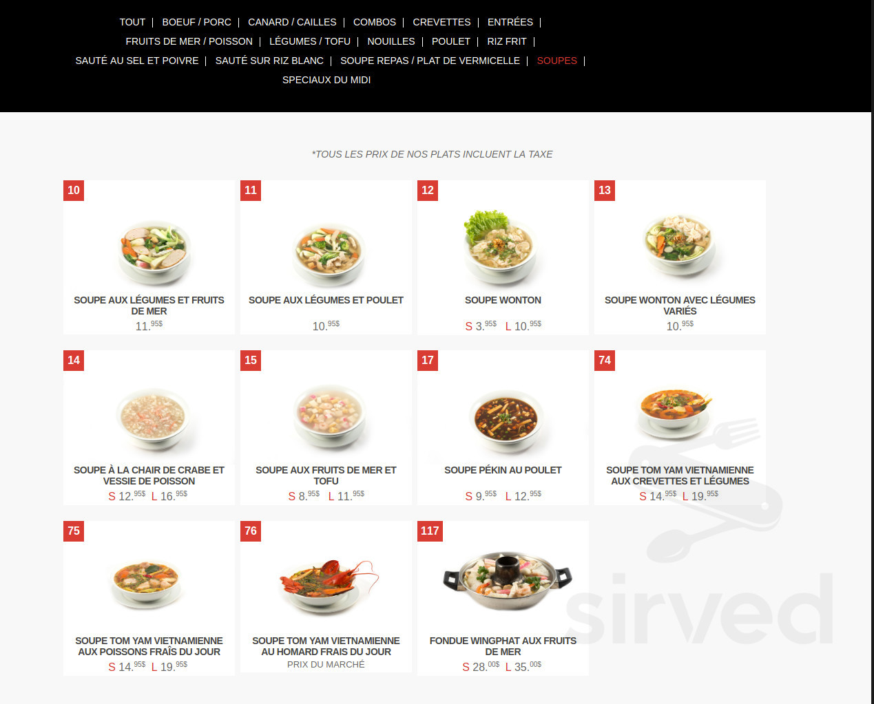 Wing Phat menu in SaintLéonard, Quebec, Canada