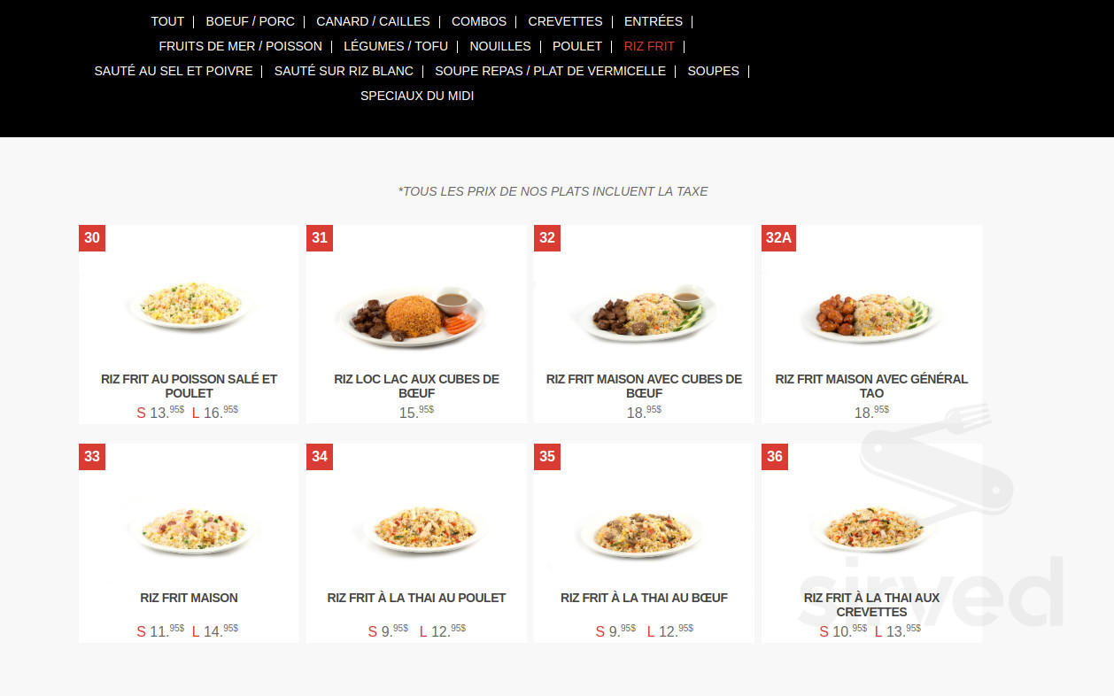 Wing Phat menu in SaintLéonard, Quebec, Canada