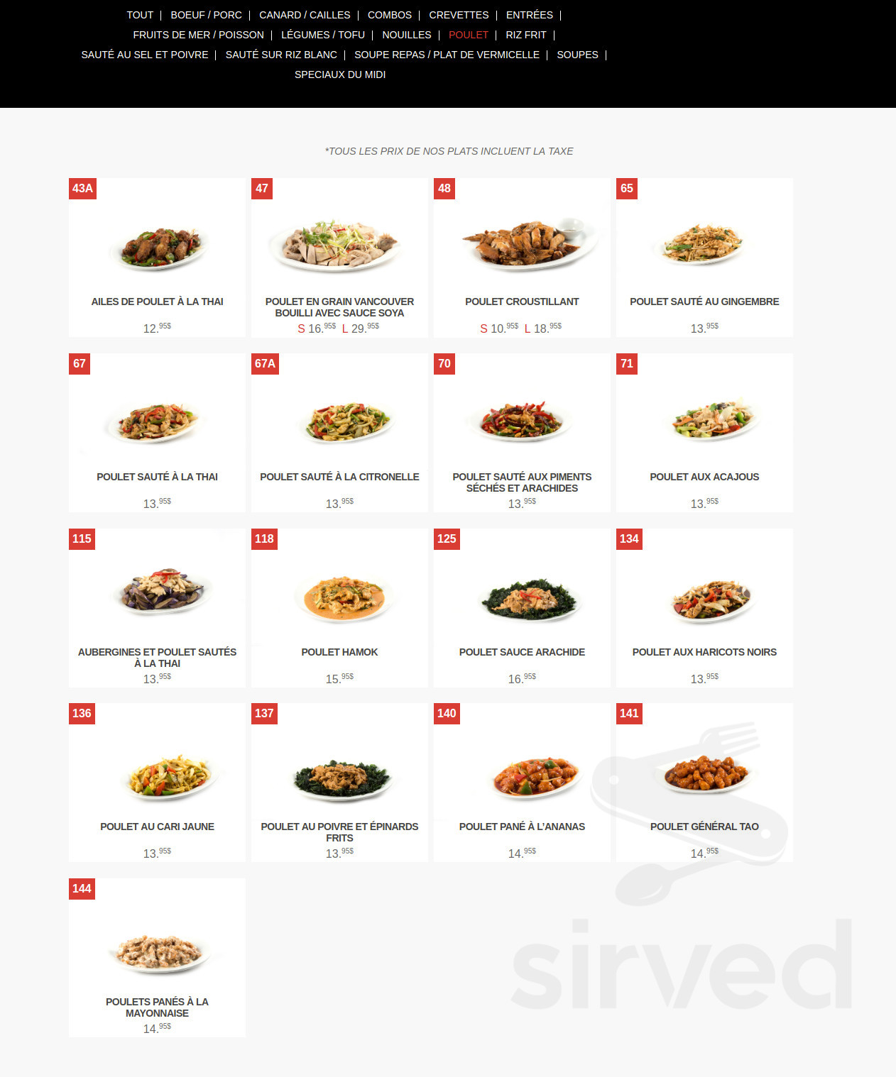 Wing Phat menu in SaintLéonard, Quebec, Canada