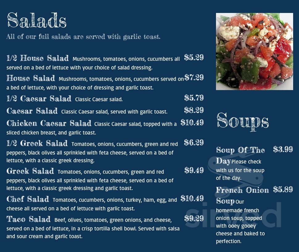 Boogie's Diner & Sports Lounge menu in Winnipeg, Manitoba, Canada