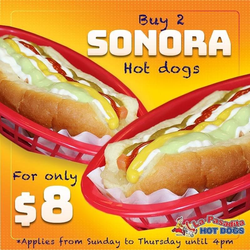 La Pasadita Hot Dogs menu in Phoenix, Arizona, USA