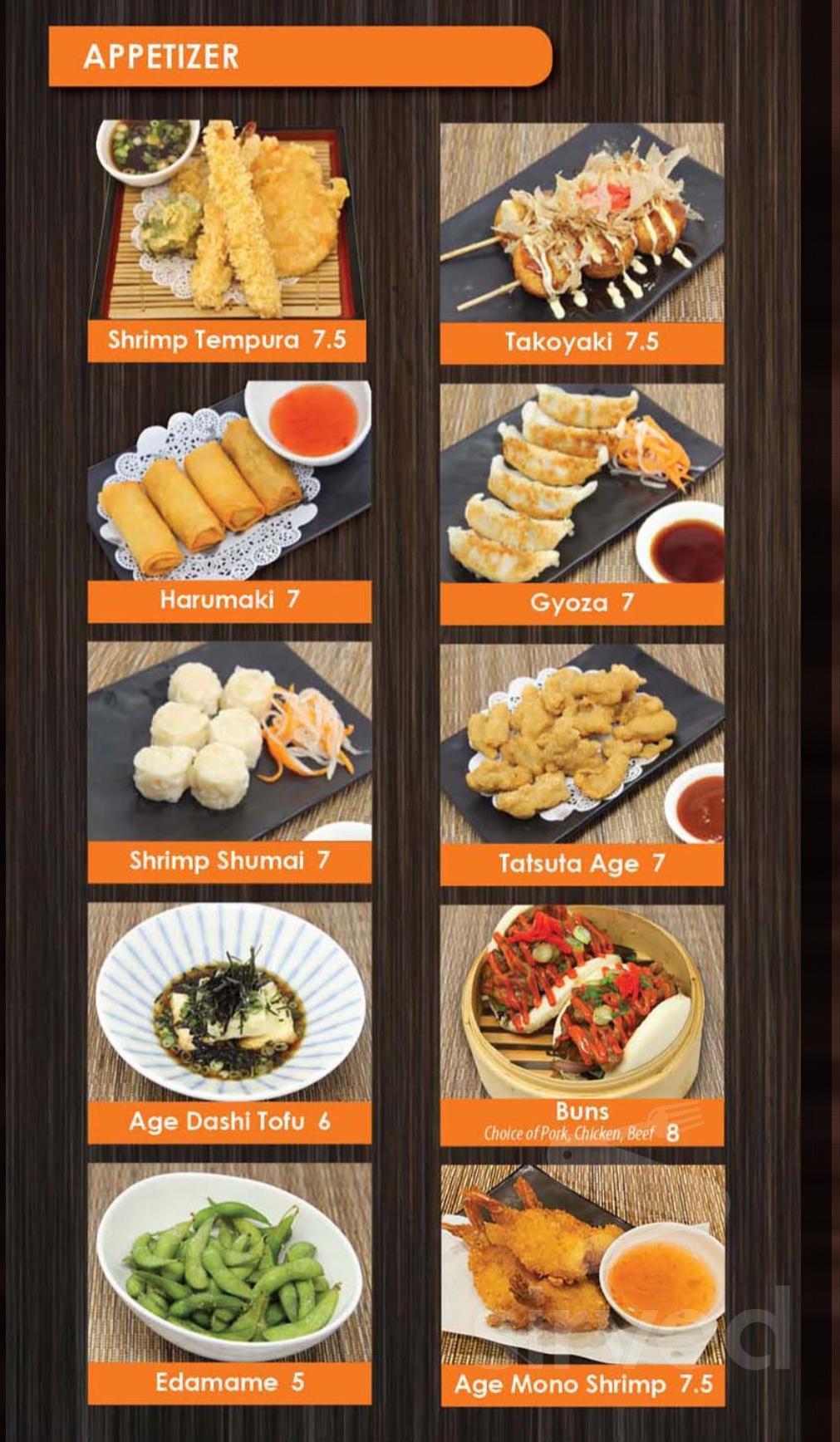 Ajida menu in Chicago, Illinois, USA