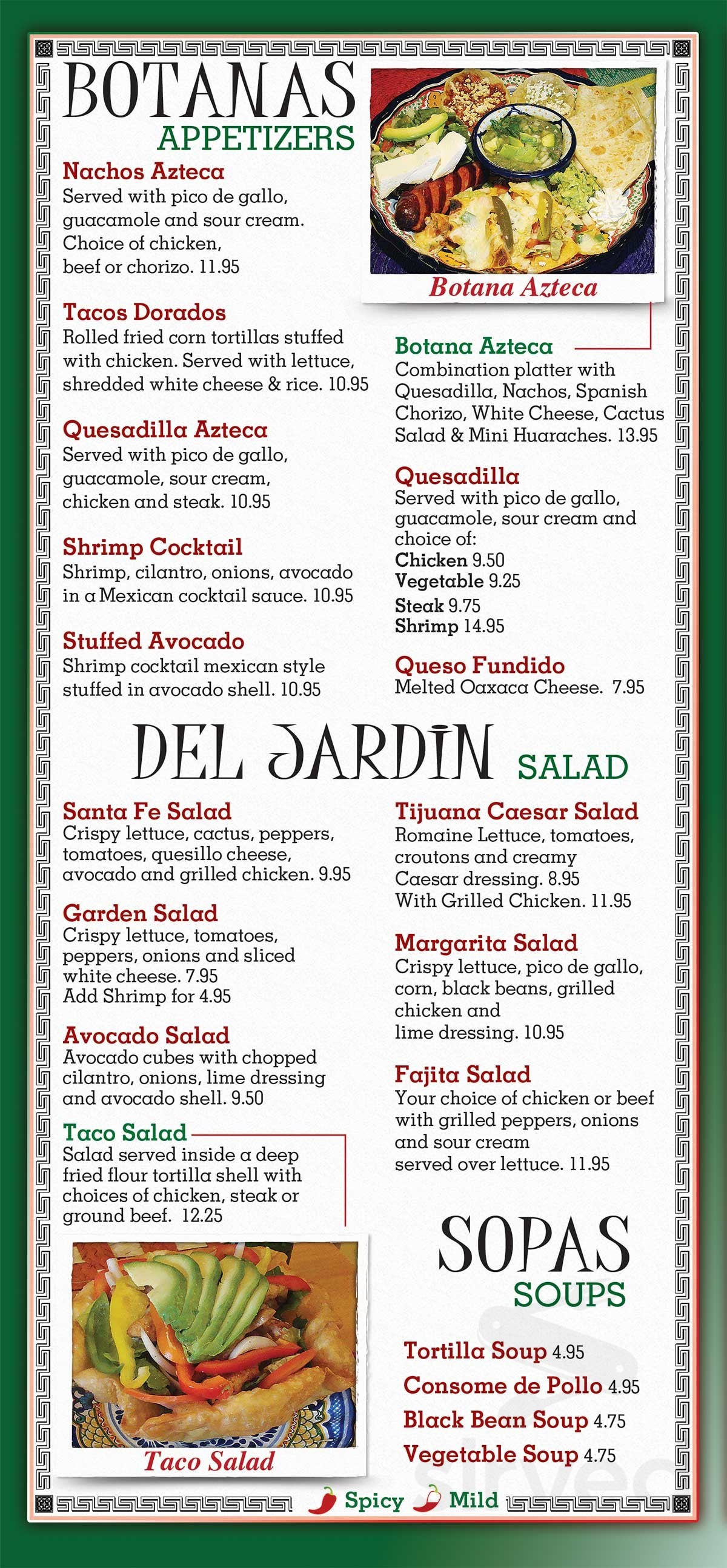 Menu - Brick Township NJ's Azteca Mexican Restaurant | Sirved