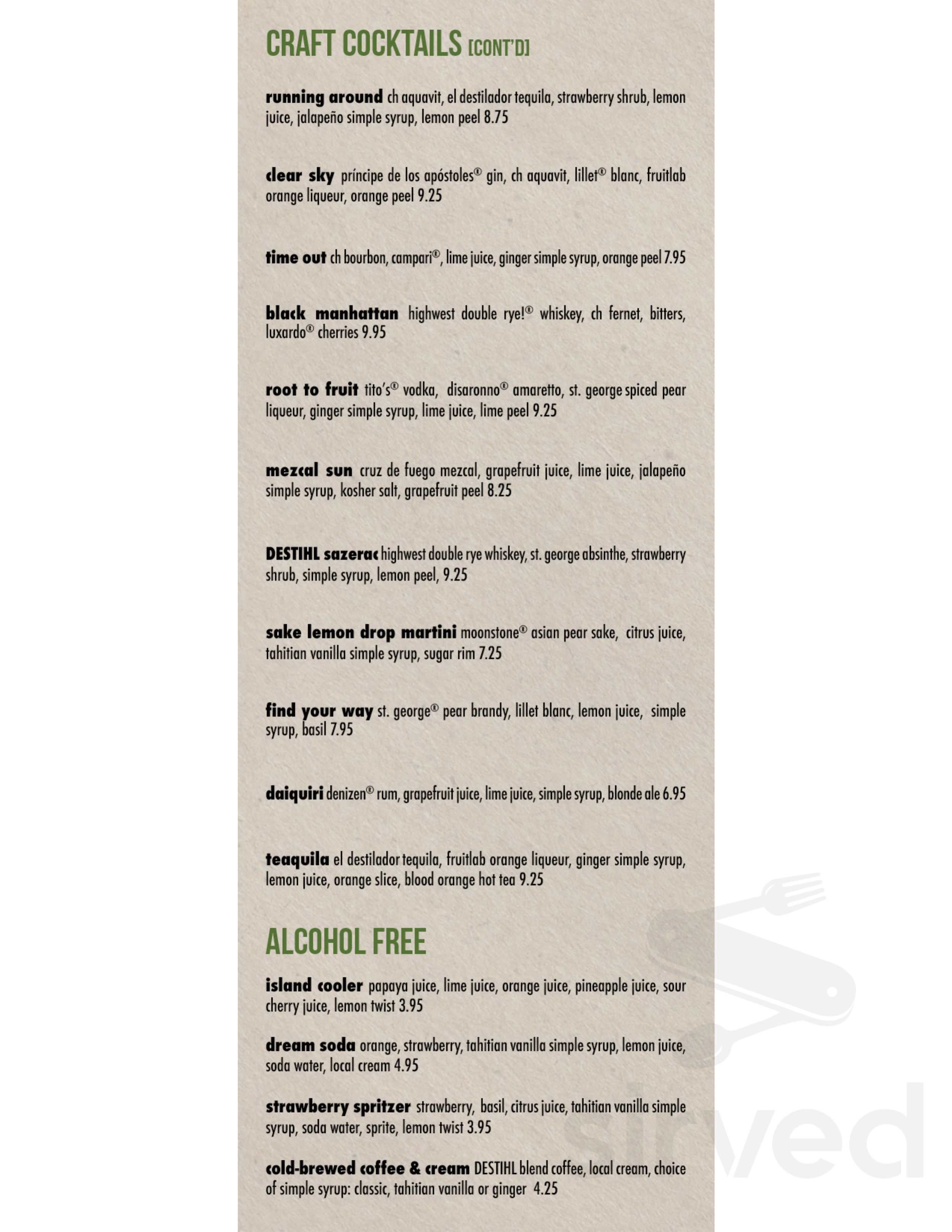 Menu - Normal IL's DESTIHL Restaurant & Brew Works | Sirved
