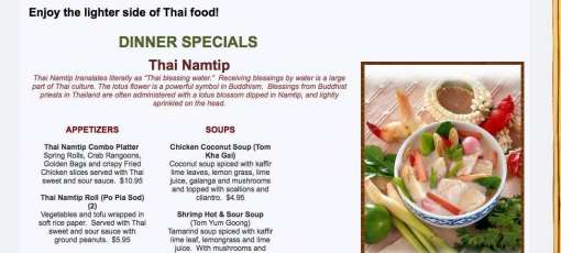 Menu for Thai Namtip in Cincinnati, OH | Sirved