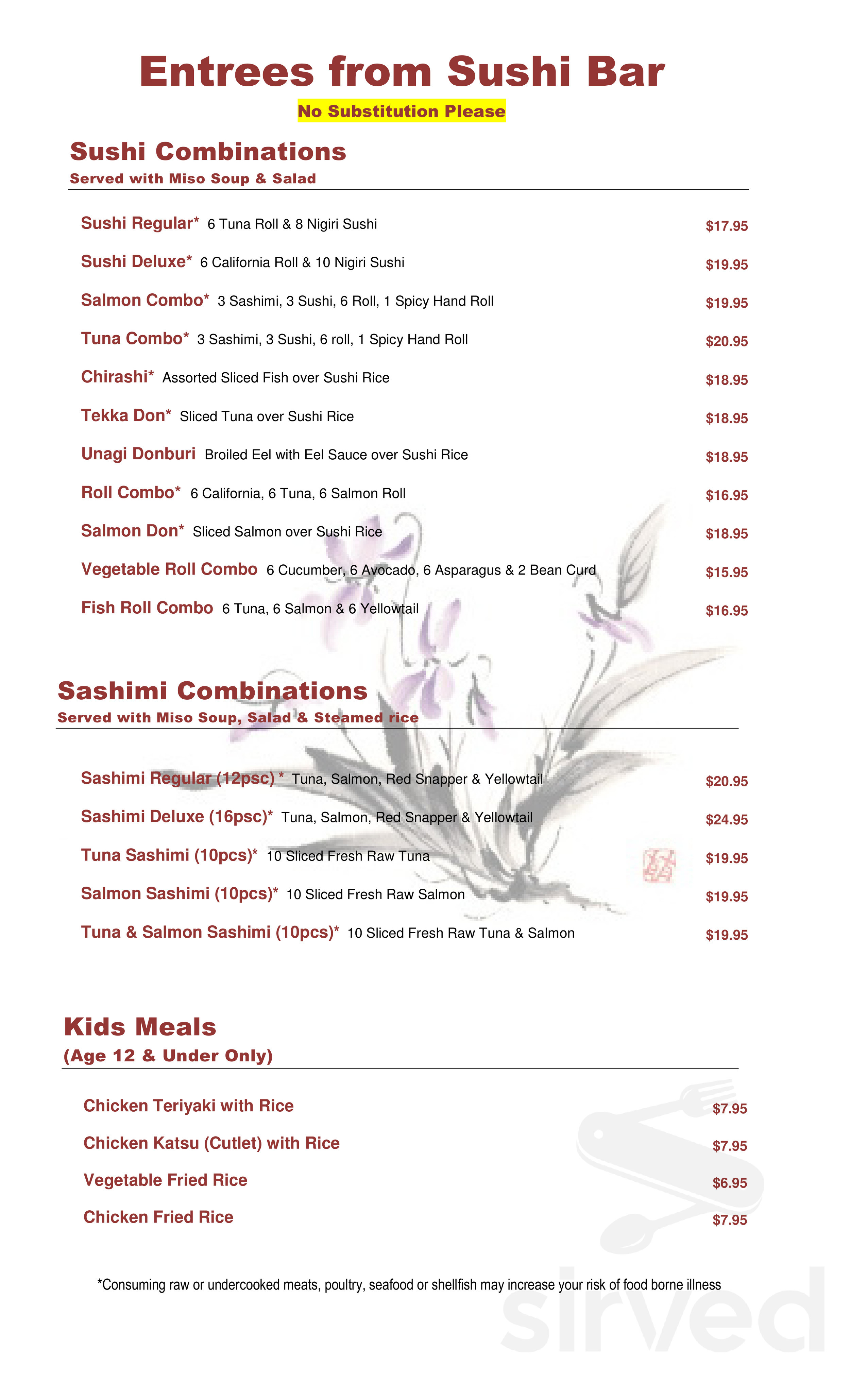 Kissho Sushi Restaurant menu in York, Pennsylvania, USA