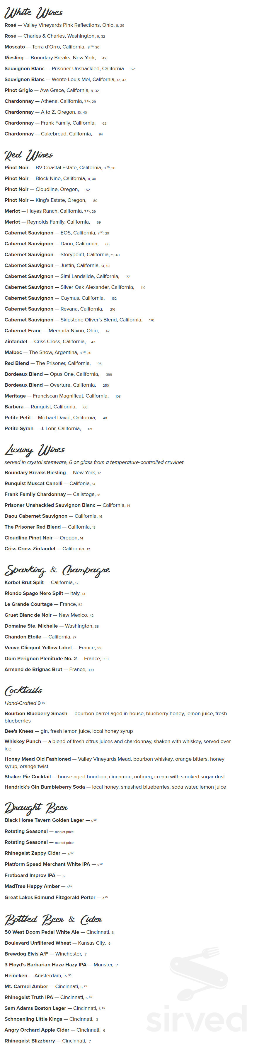Menu - Lebanon OH's The Golden Lamb Restaurant & Hotel | Sirved