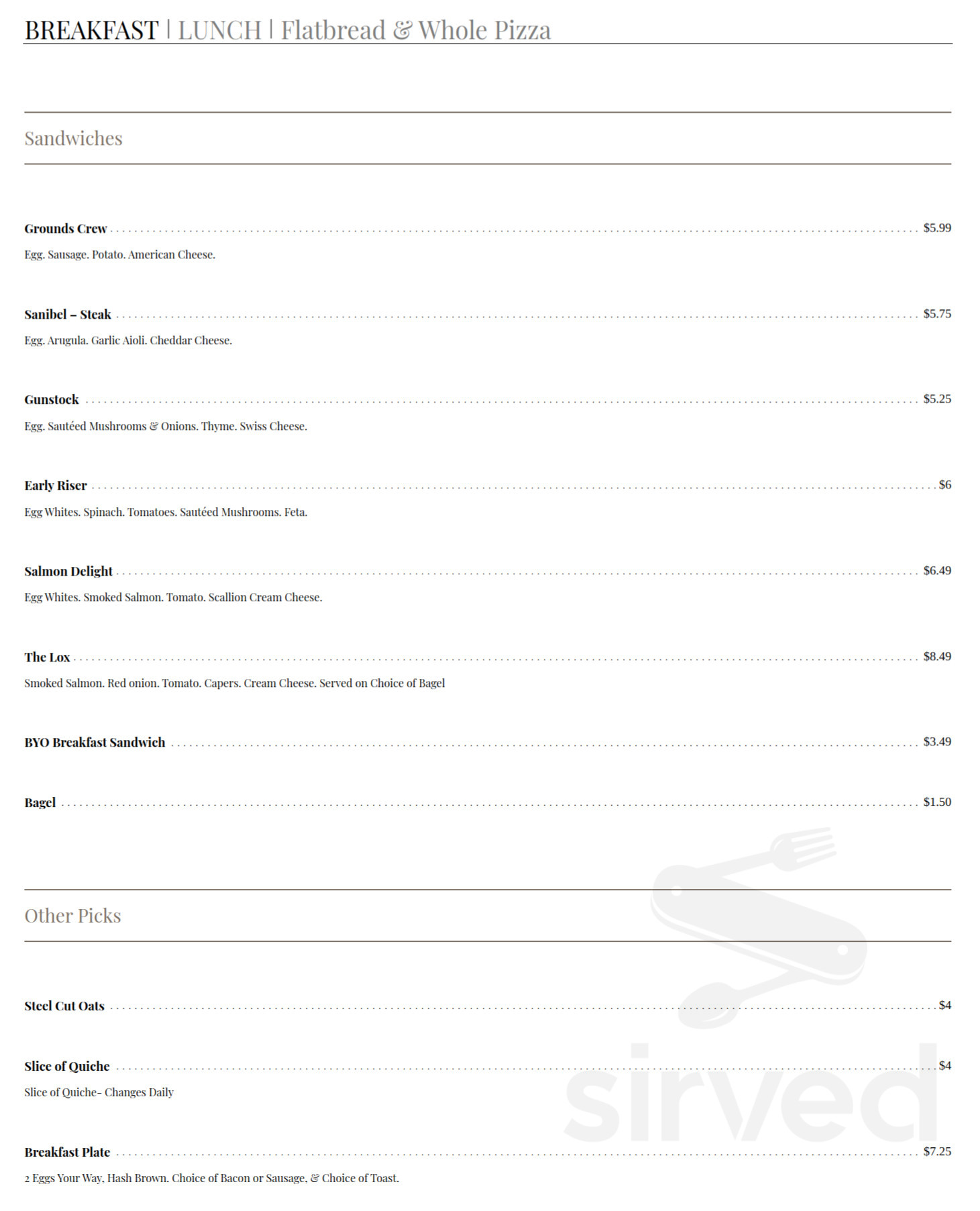 Gilford Village Store menu in Gilford, New Hampshire, USA