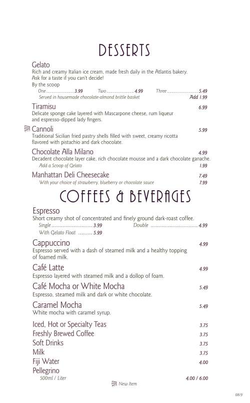 Café Alfresco menu in Reno, Nevada, USA