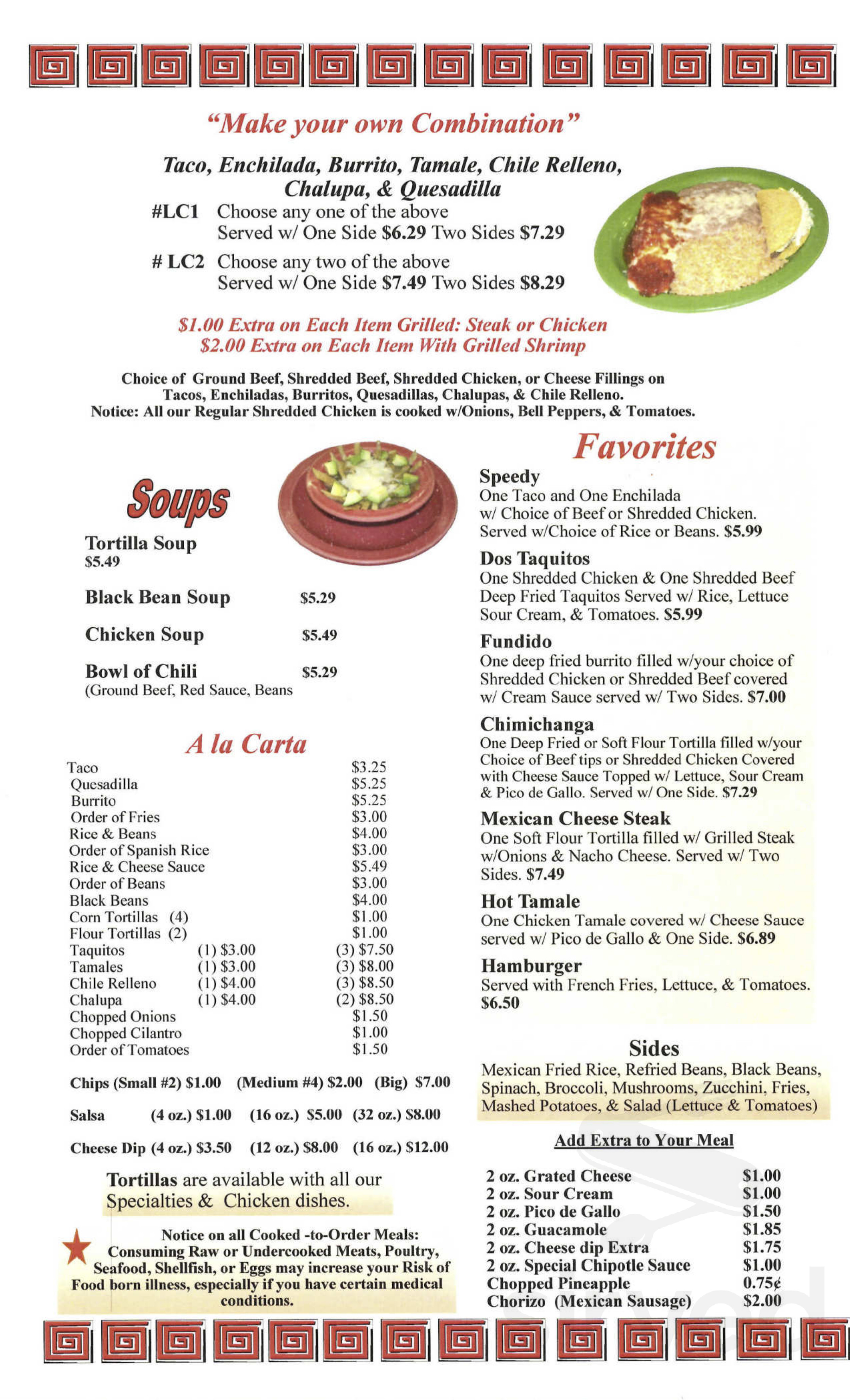Menu - Greenville NC's La Ribera Mexican Restaurant | Sirved