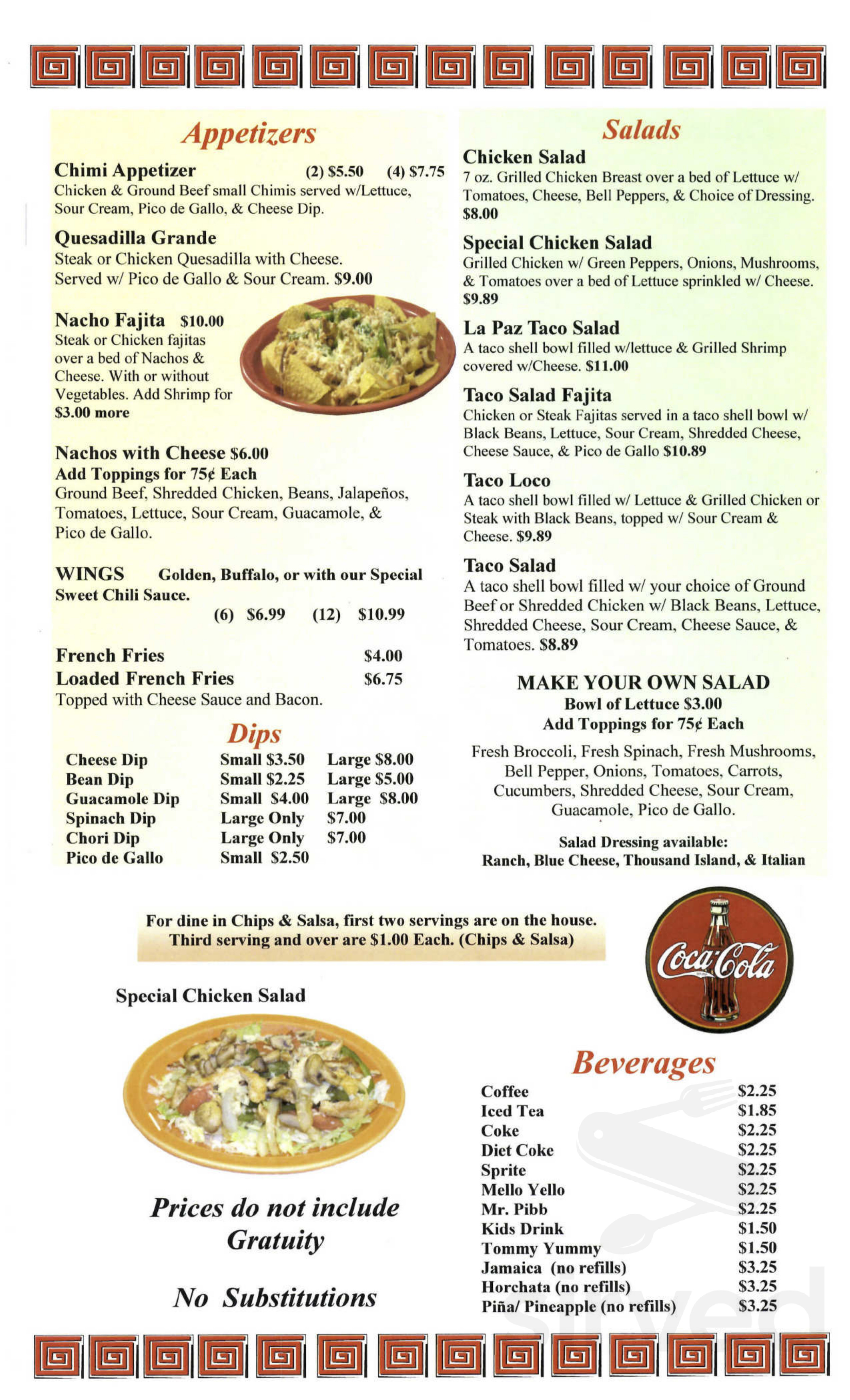 Menu - Greenville NC's La Ribera Mexican Restaurant | Sirved
