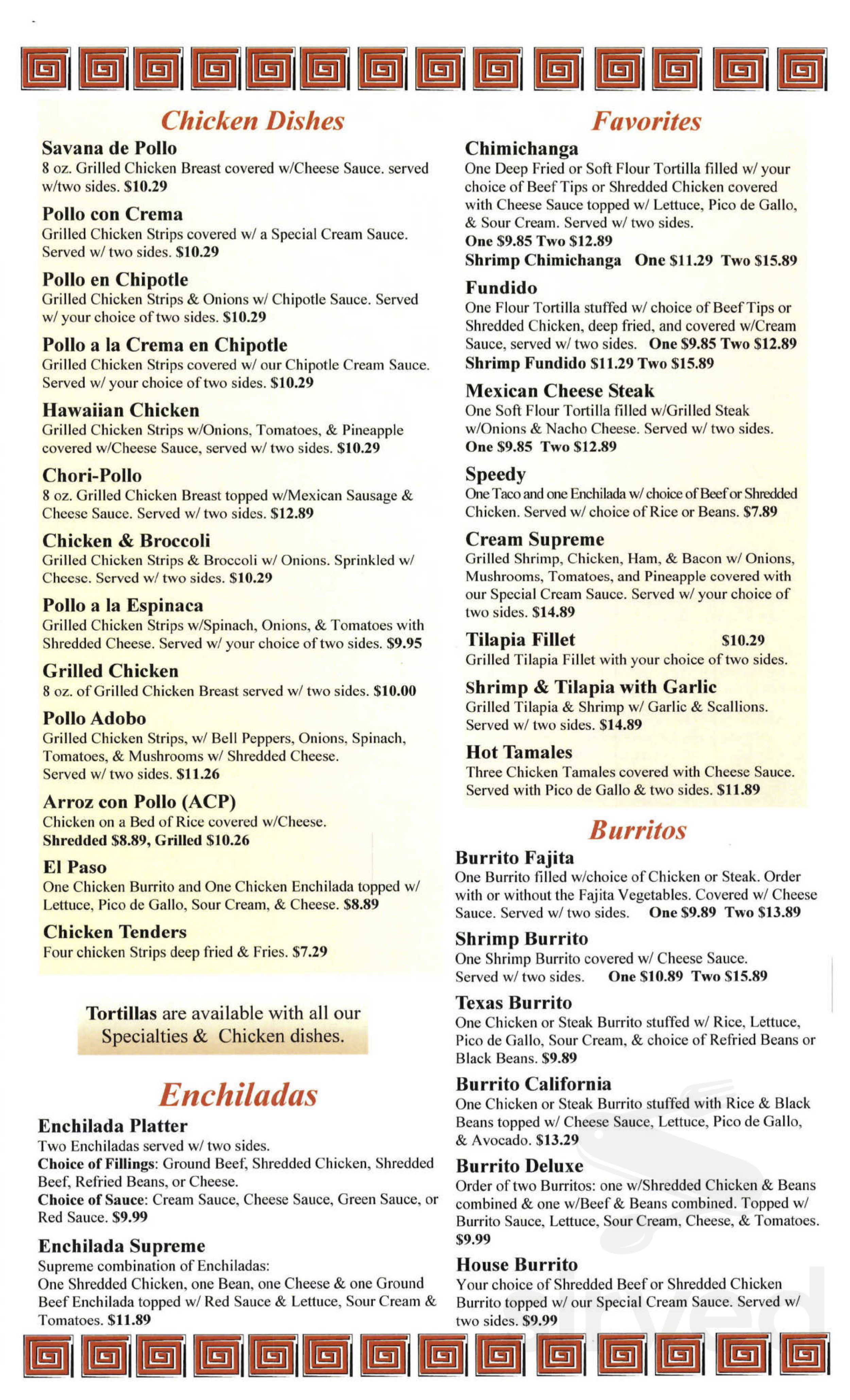 Menu - Greenville NC's La Ribera Mexican Restaurant | Sirved