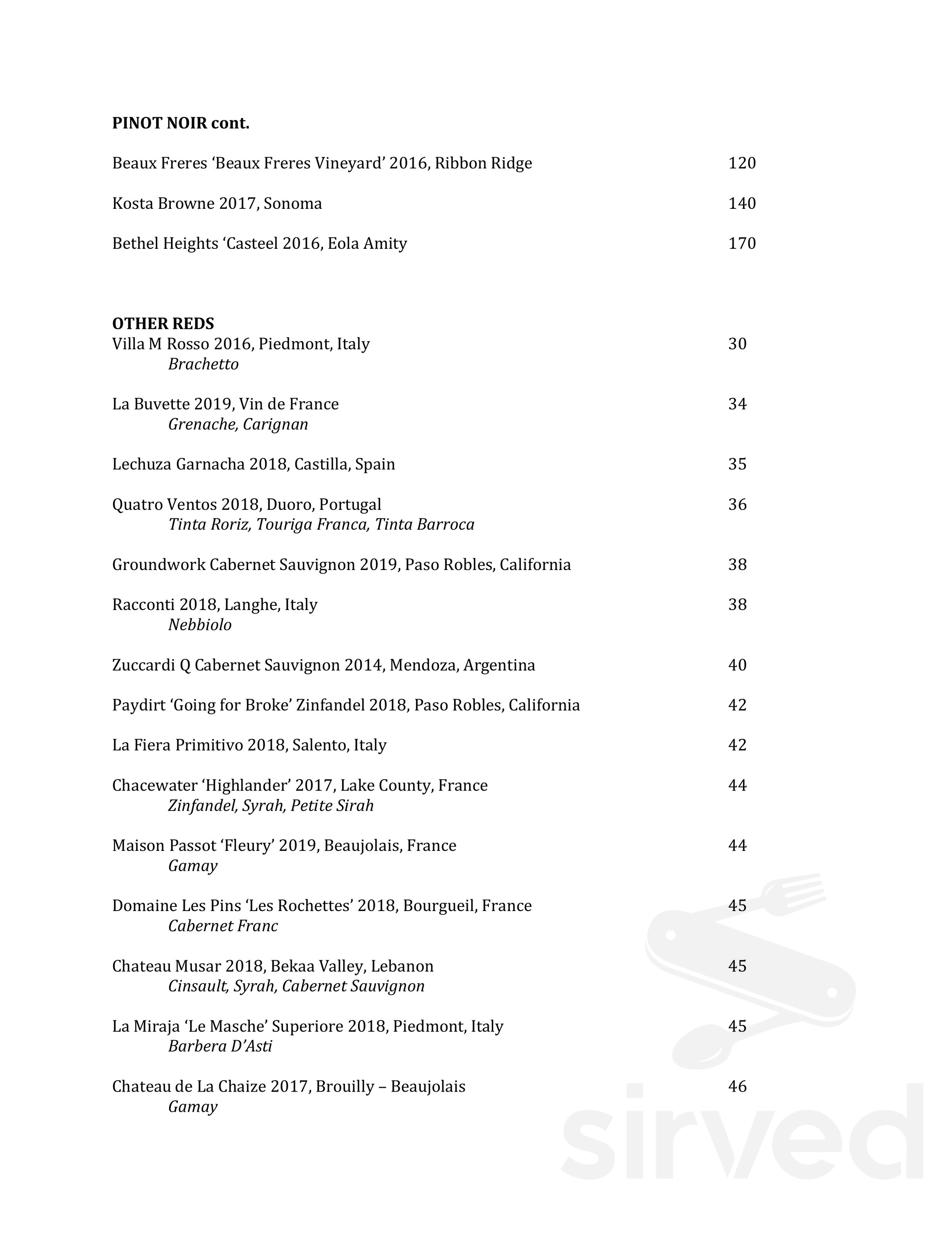 Menu - Phoenix AZ's The Cellar | Wine & Tapas | Sirved