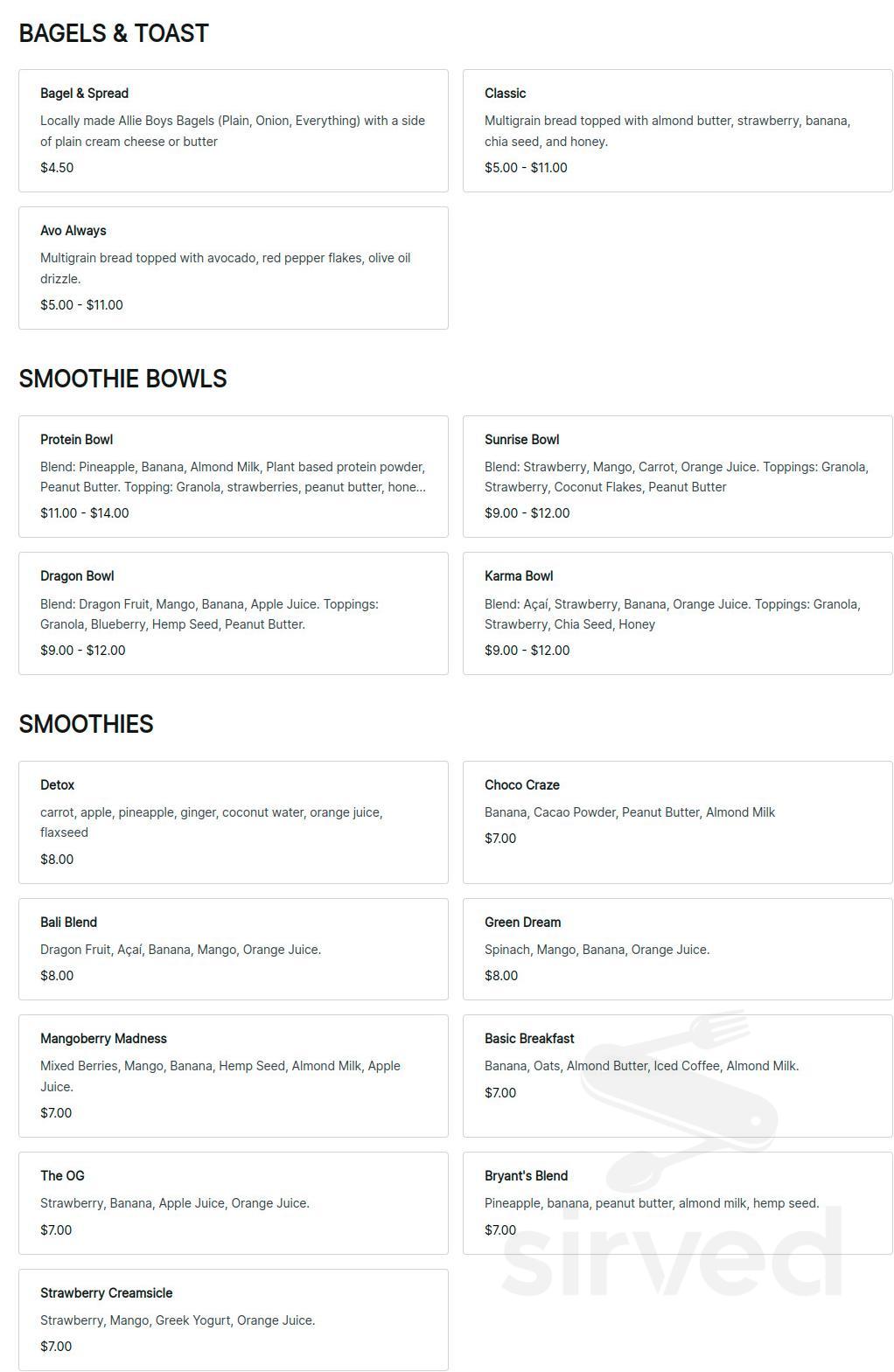 Karma Cafe & Smoothie Bar menu in Milwaukee, Wisconsin, USA