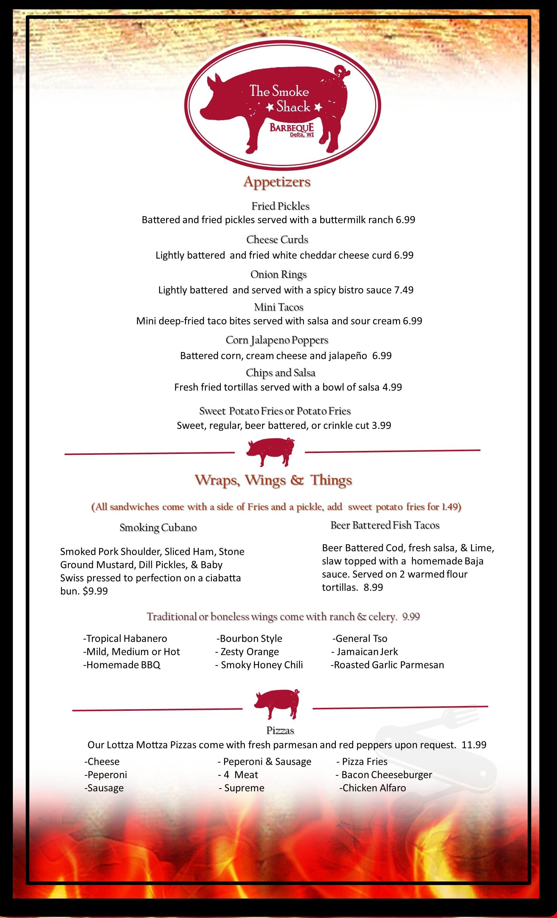 Pine Point Lodge menu in Iron River, Wisconsin