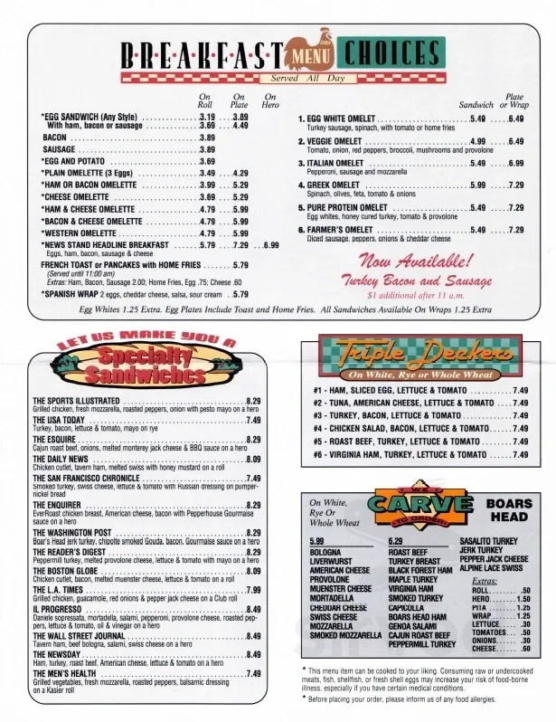 News Stand Deli menu in Melville, New York, USA