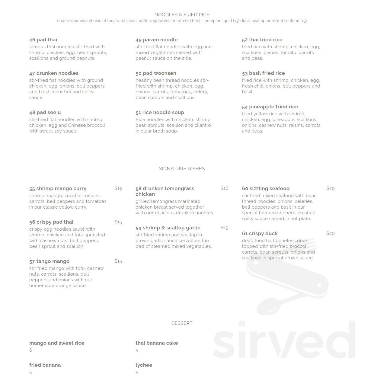 Thai Riverside menu in Chester, Connecticut