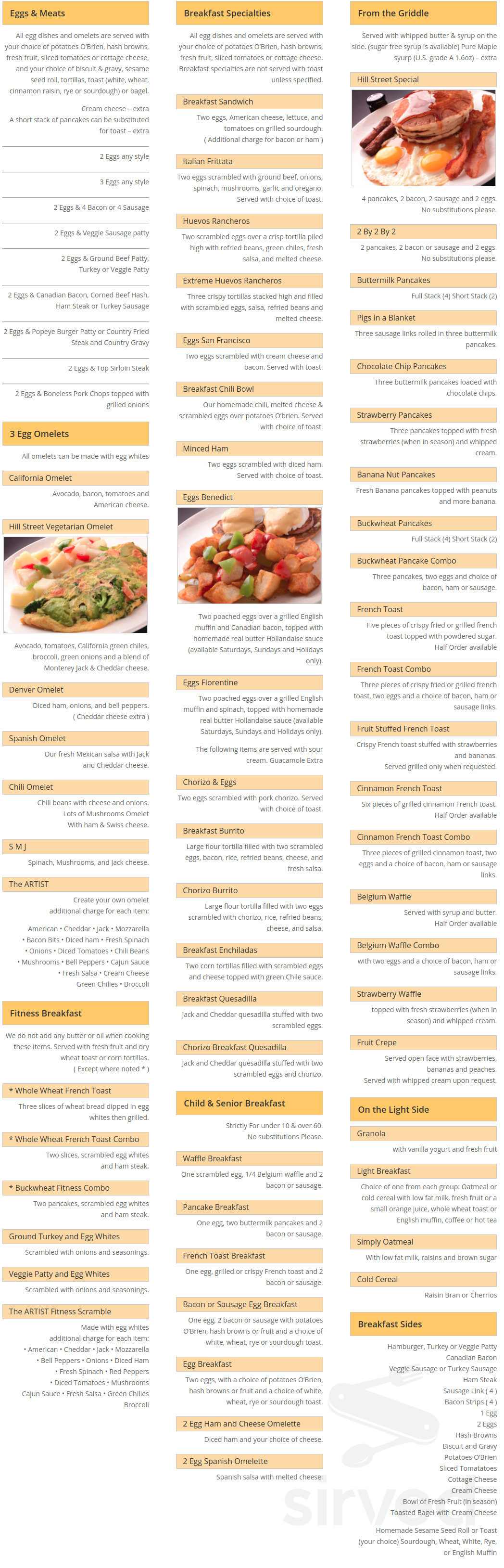 Hill Street Cafe La Cañada menus in La Cañada Flintridge, California ...