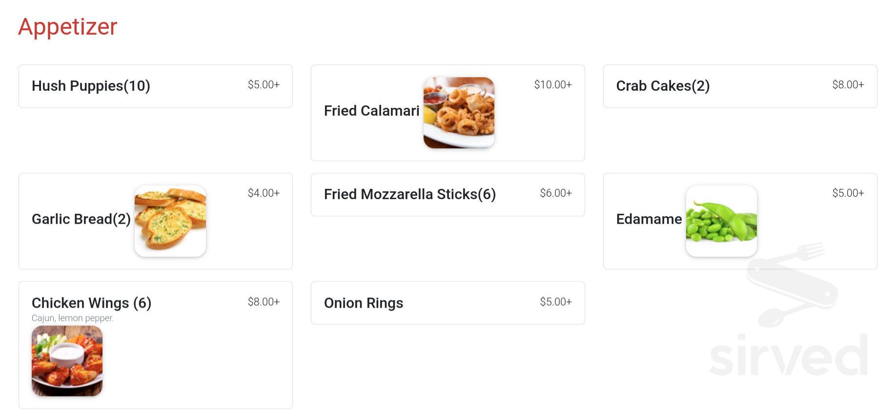 The Crab House menu in Broomfield, Colorado, USA