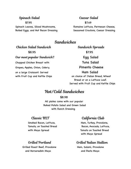 The Red Rooster Bistro & Bakery menu in Wagoner, Oklahoma, USA