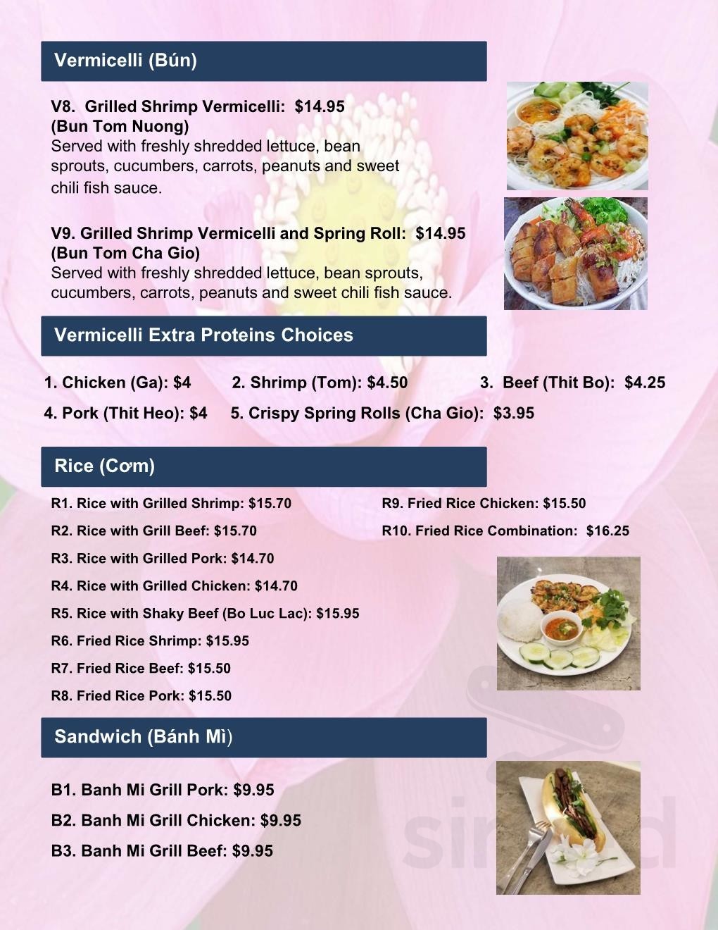 Lotus Pho & Grill menu in Lorton, Virginia, USA