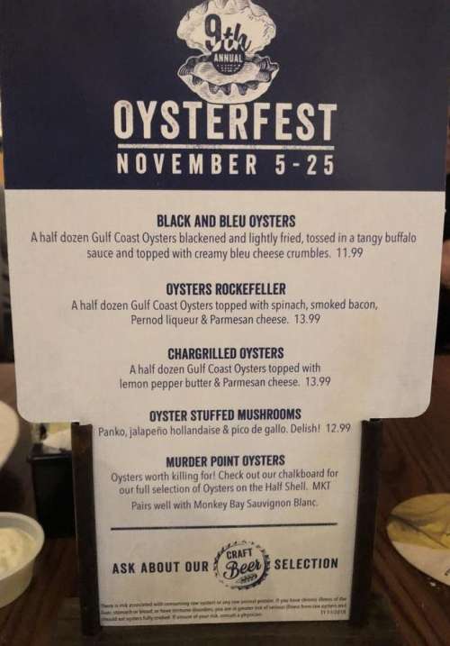 Half Shells Oyster Bar & Grill menu in Plano, Texas, USA