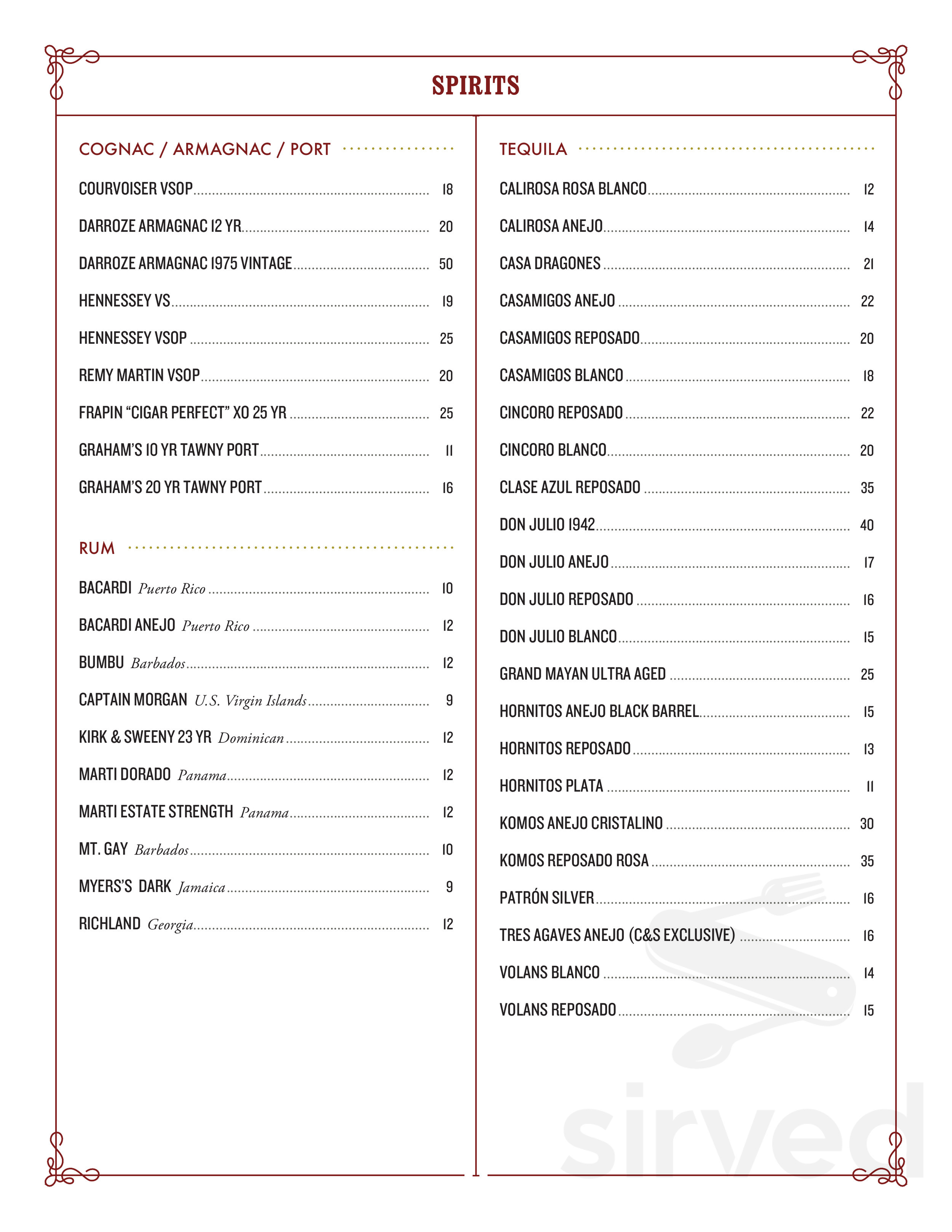 C&S Seafood & Oyster Bar menu in Atlanta, USA