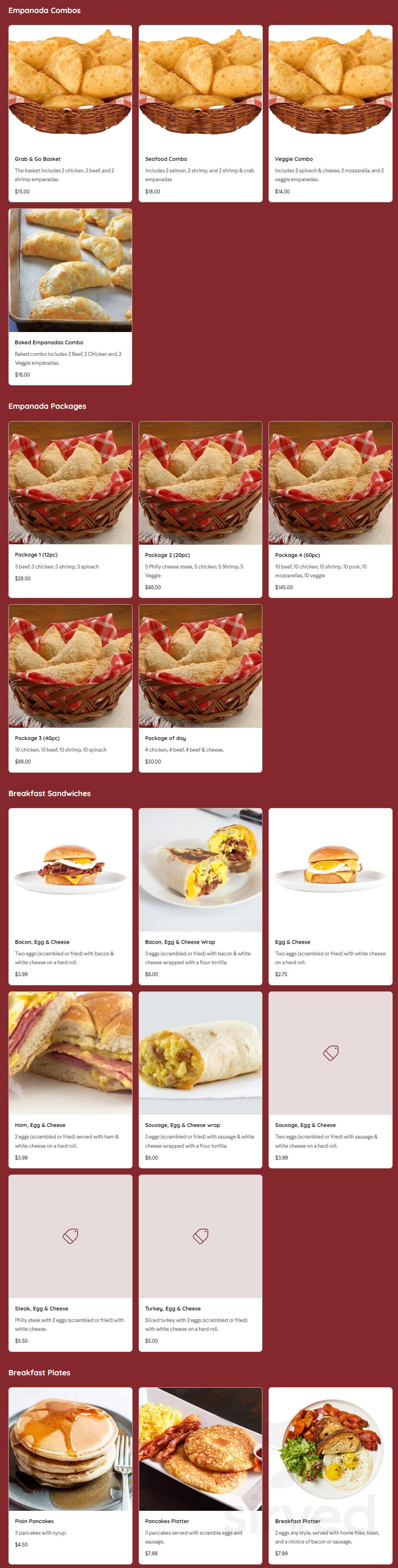 Grab and Go Empanadas menu in Hamden, Connecticut, USA