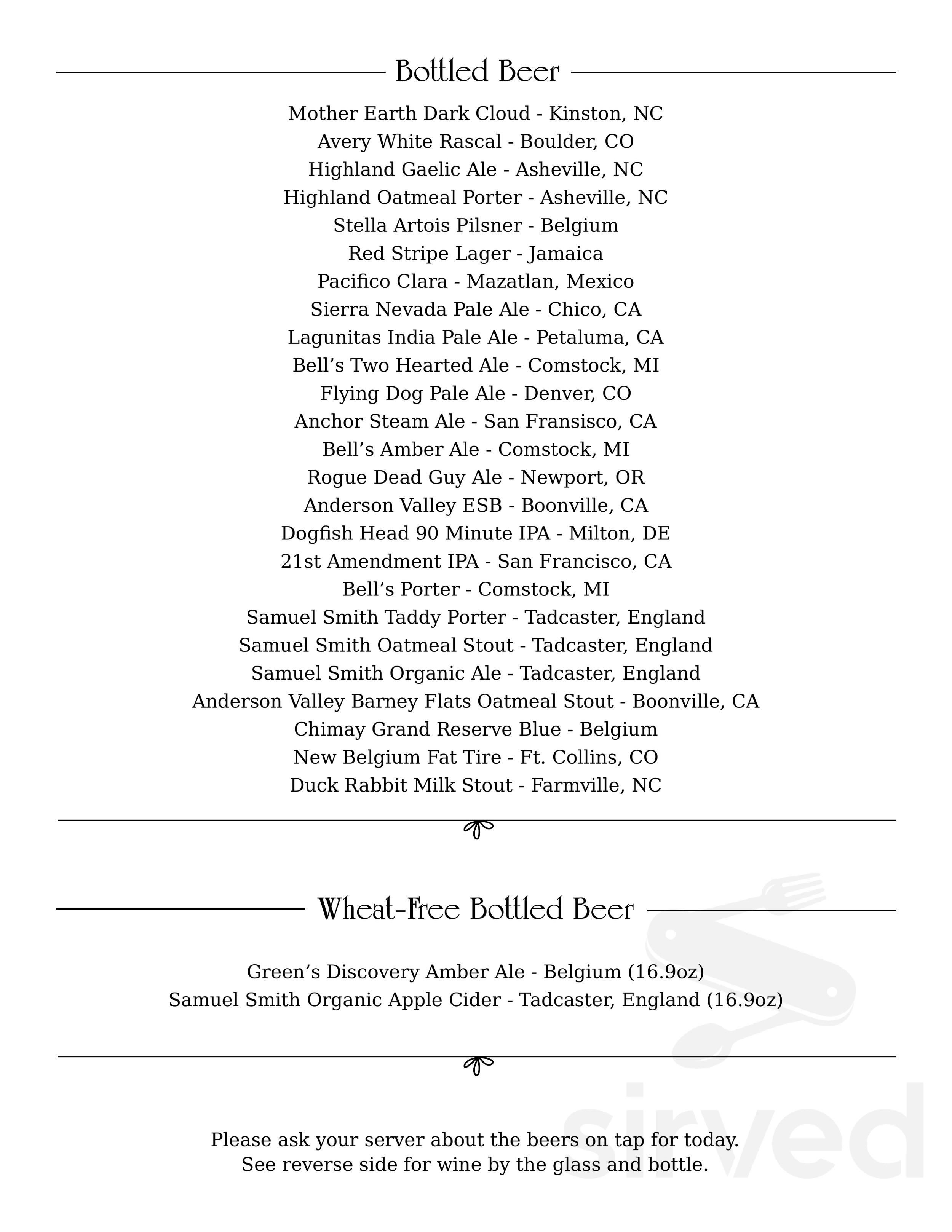 Nine Mile menus in Asheville, North Carolina, United States