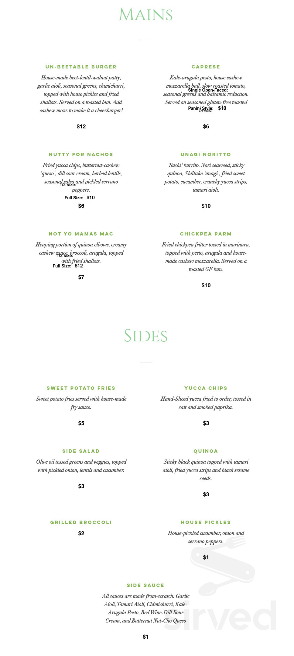 Flourish Plant-Based Kitchen menu in Portland, Oregon