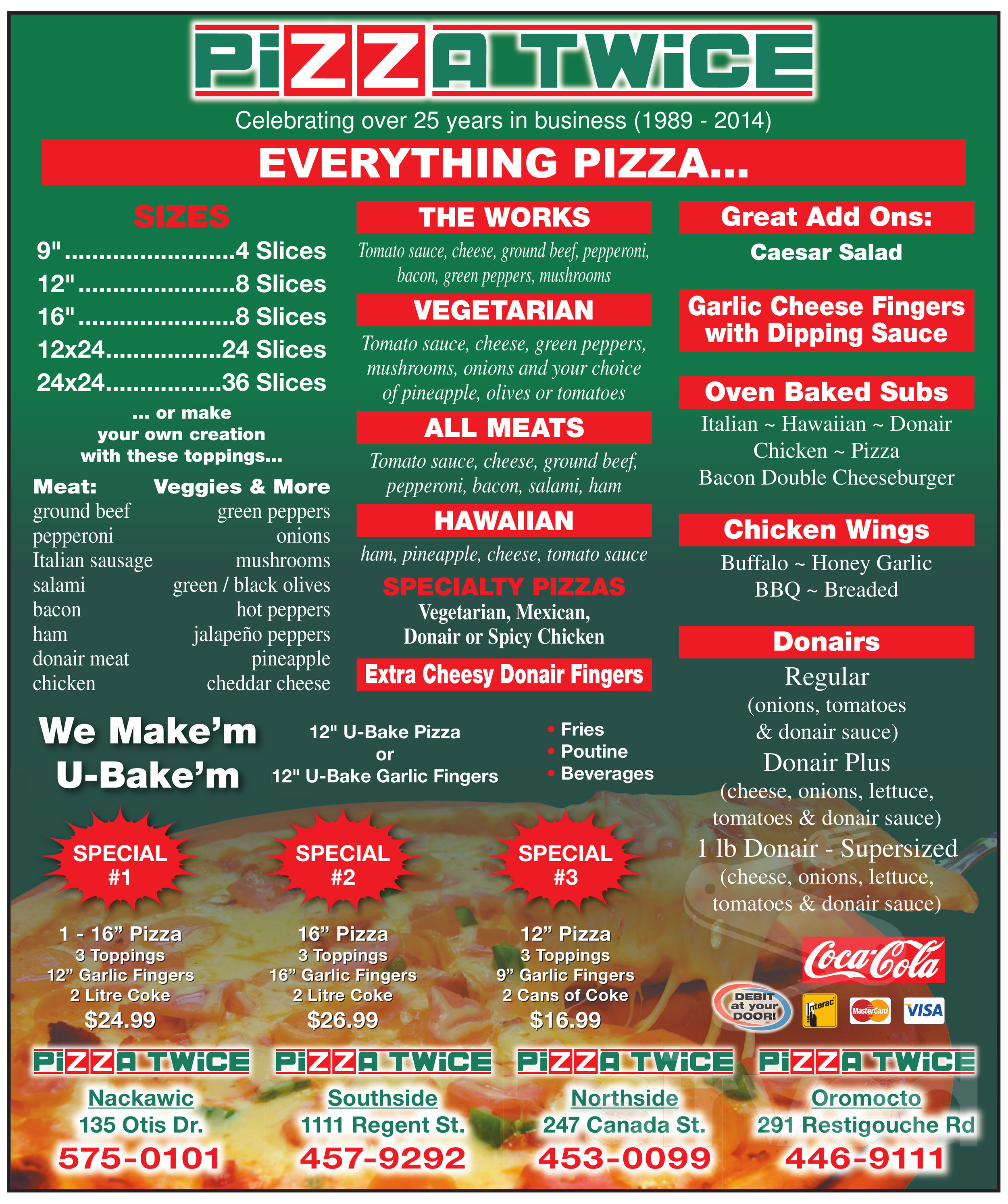 Menu For Pizza Twice In Canning NS Sirved