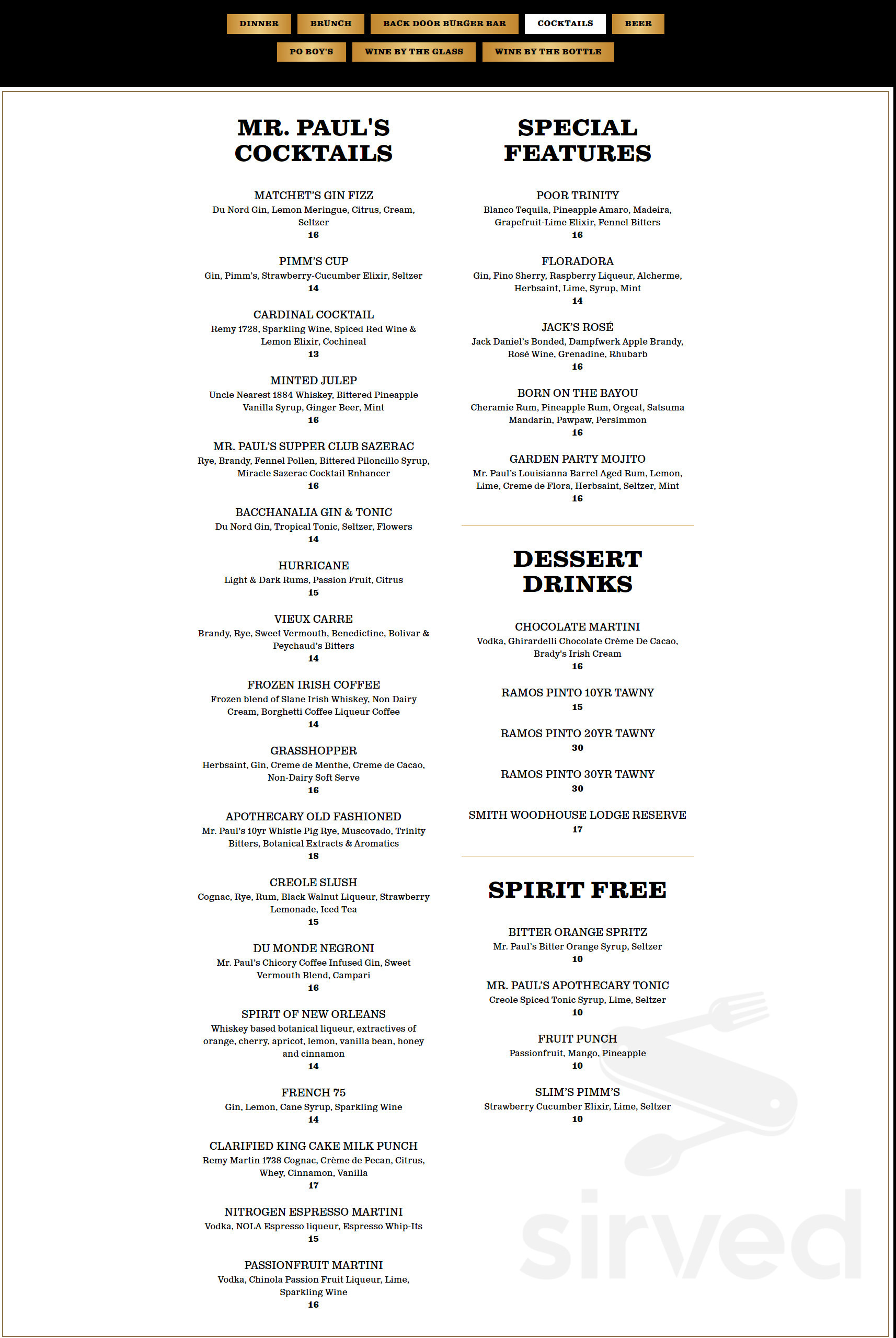 Mr. Paul's Supper Club menus in Edina, Minnesota, United States