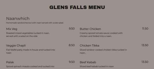 Menu for Alif Cafe in Glens Falls, NY | Sirved