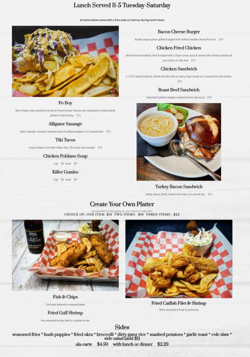 Randy's Shrimp and Oyster Bar menu in Granbury, Texas, USA