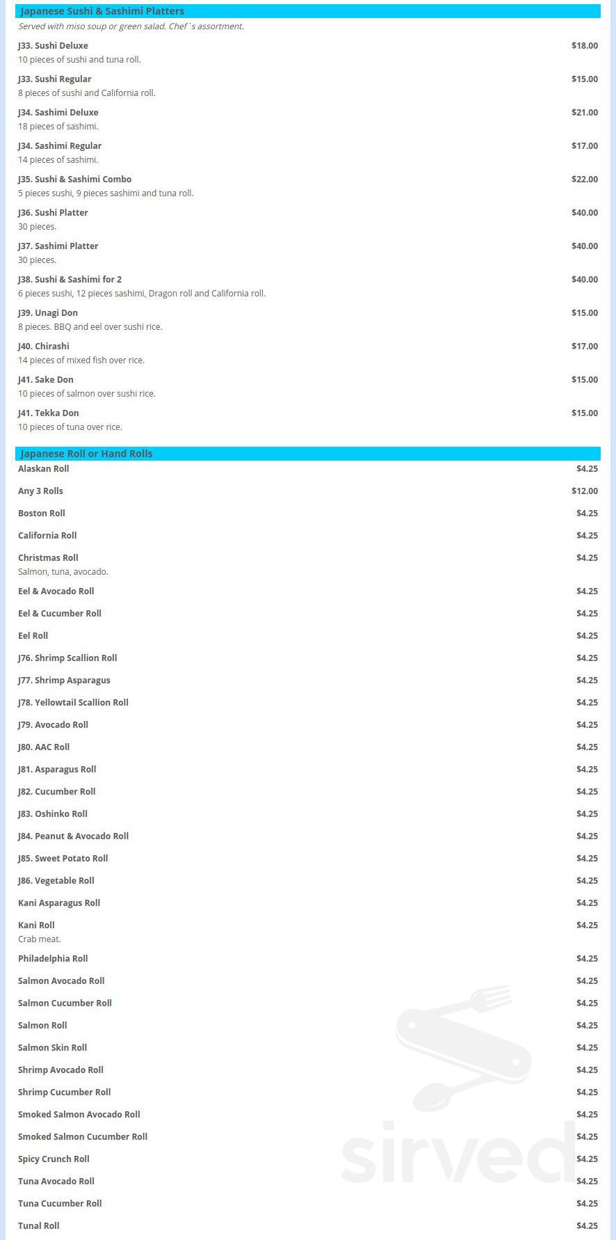 Moon House menu in New York, New York, USA