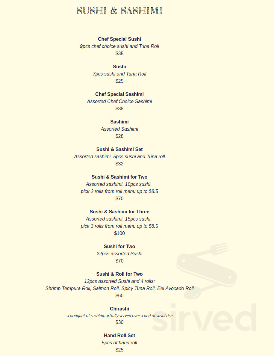 Nakahara Japanese Restaurant menus in Leonia, New Jersey, United States
