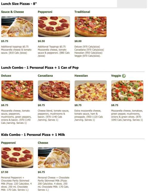 Topper's Pizza Aurora menu in Aurora, Ontario, Canada