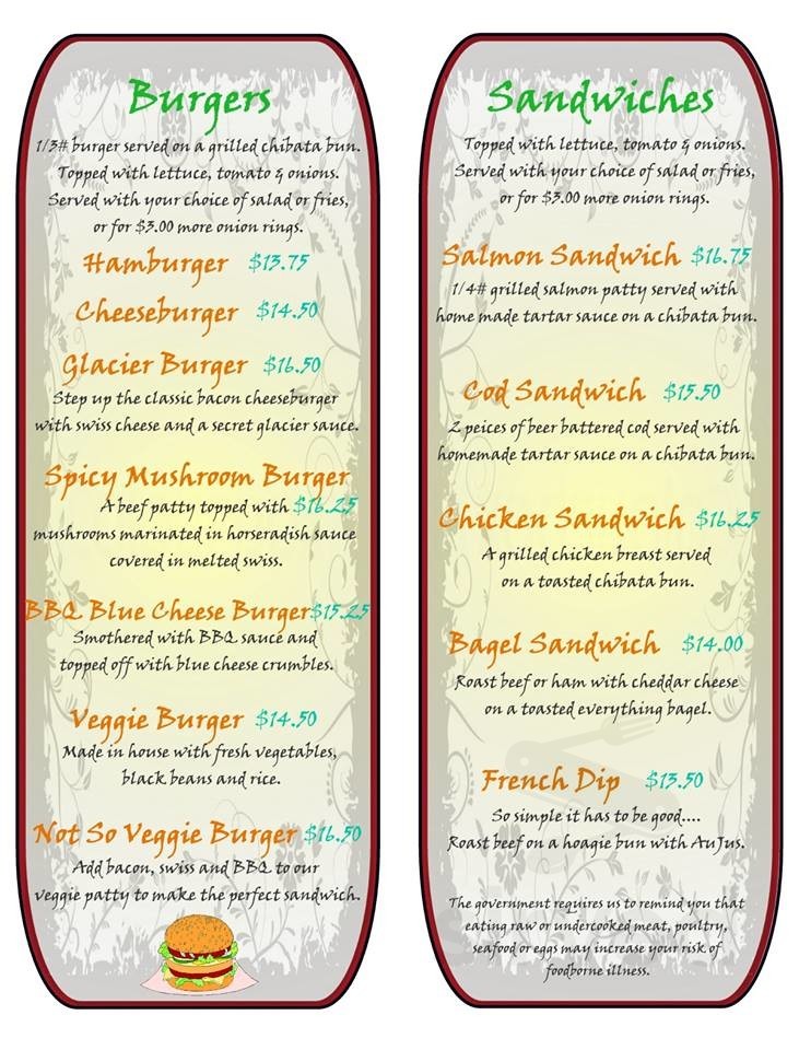 Menu - Glacier View AK's Long Rifle Lodge | Sirved